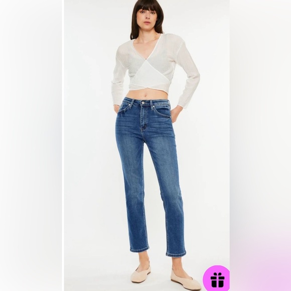 KanCan Women's Slim Straight Leg Jeans - Blue - Picture 1 of 15